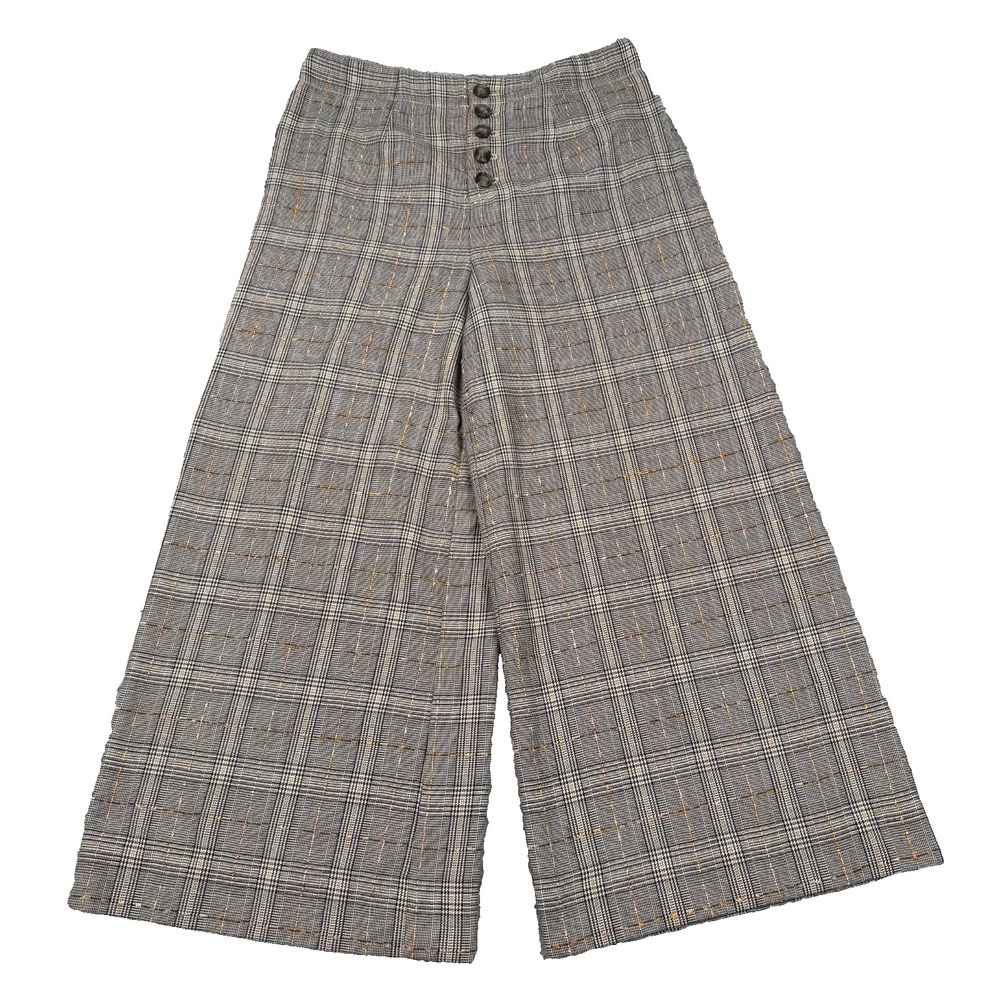 Anthropologie Pants Womens 2 Gray Roma Plaid Chenille Wide Leg High Rise Trouser
